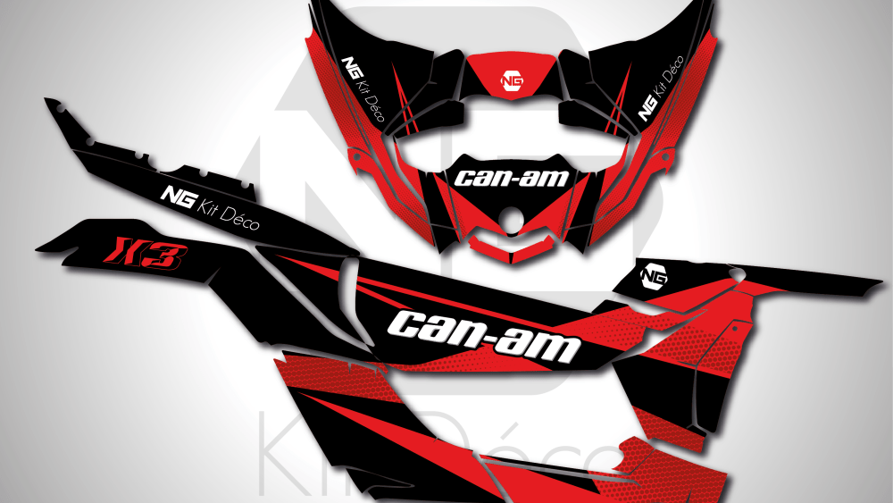 can-am x3 ssv ng kit déco spike séries decals stickers graphics autocollant rouge_Plan de travail 1