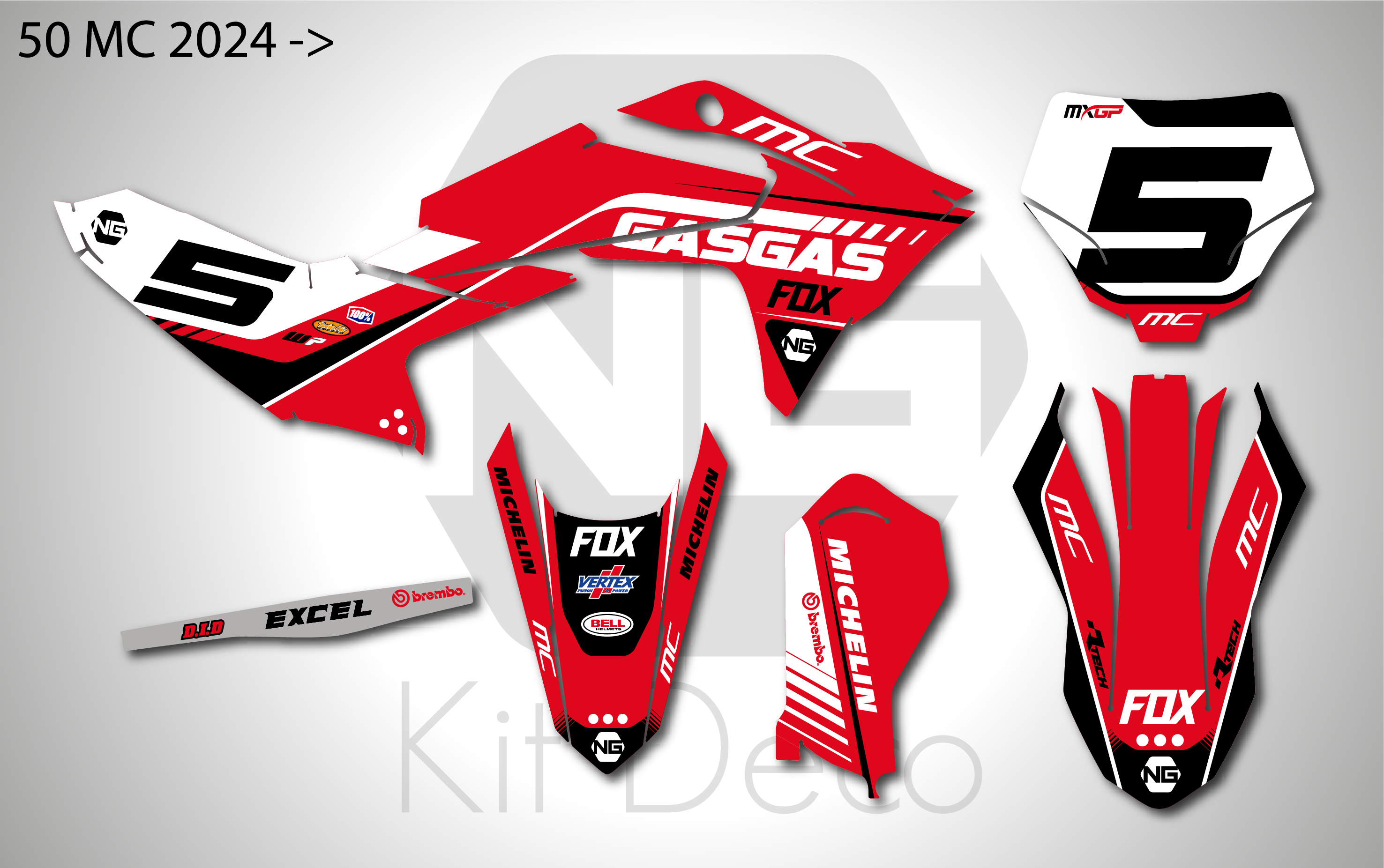 kit déco 50 mc 2024 2025 2026 2027 gasgas motocross ng push series mx decals stickers graphics autocollant adhésifs