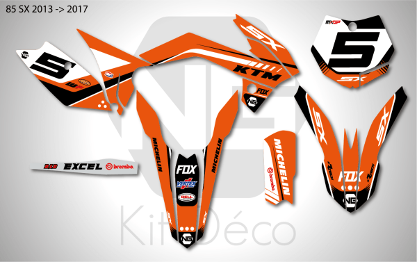 kit déco 85 sx 2013 2014 2015 2016 2017 ktm ng motocross push series mx decals stickers graphics autocollant adhesifs_Plan de travail 1