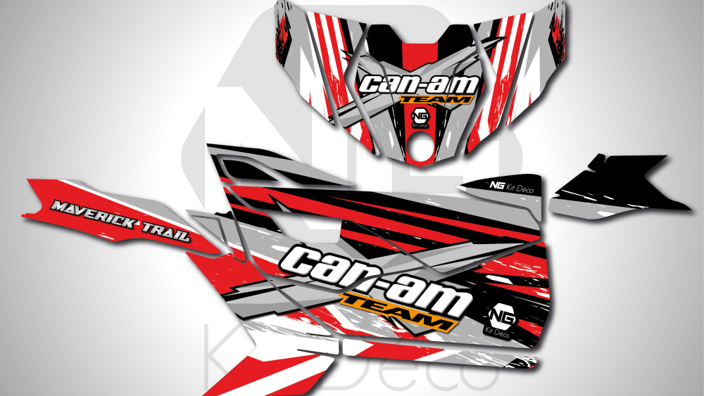 kit déco can-am maverick trail ssv ng kit déco AON séries 2022 decals stickers graphics autocollant rouge_Plan de travail 1