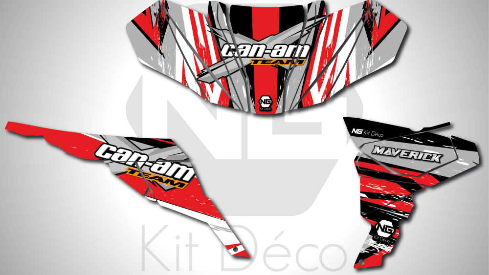 kit déco can-am ssv maverick 1000 ng kit déco aon séries 2022 decals stickers graphics autocollant rouge_Plan de travail 1