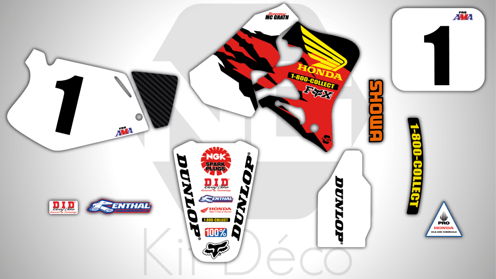 kit déco honda 125 250 cr 1995 1996 1997 motocross ng kit déco mc grath réplica mx declas stickers graphics autocollant_Plan de travail 1