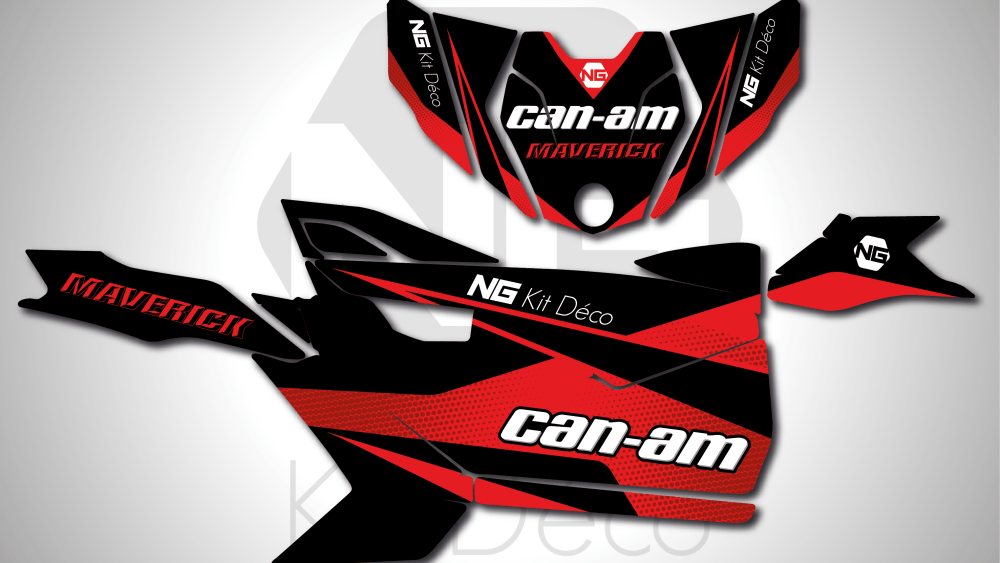 kit déco ssv maverick trail can-am ng kit déco spike séries 2022 decals stickers graphics autocollant rouge_Plan de travail 1