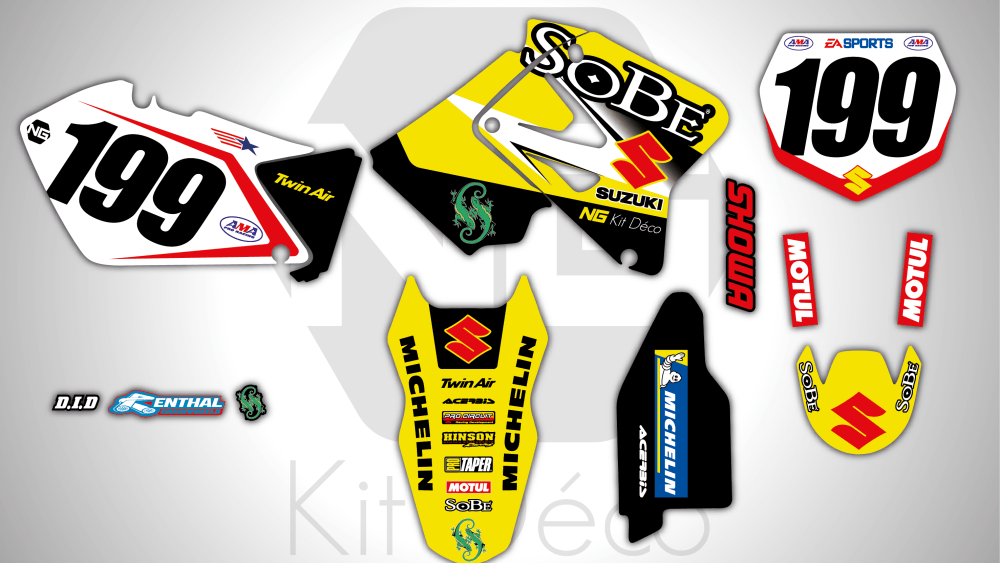 kit déco suzuki 125 250 rm de 2001 à 2012 motocross ng kit déco sobe pastrana réplica mx declas stickers graphics autocollant_Plan de travail 1