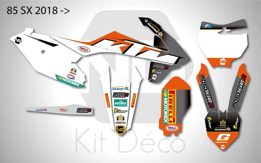 kit déco 85 sx ktm 2018 2019 2020 2021 2022 2023 2024 ng motocross vdl 22 mx decals stickers graphics autocollant adhesifs_Plan de travail 1