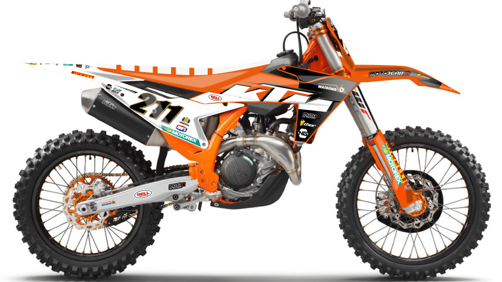 kit déco ktm sx sxf 125 250 350 450 2023 ng team vdl motocross decals stickers graphics autocollant montage