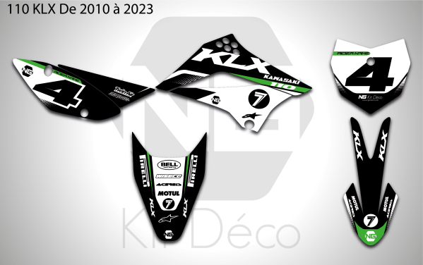 kit déco kawasaki 110 klx de 2010 à 2023 ng kit déco vibes séries decals pit bike stickers graphics autocollant_Plan de travail 1