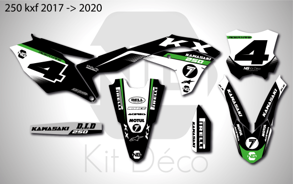 kit déco kawasaki 250 KXF 2017 2018 2019 2020 ng vibes séries motocross decals stickers graphics autocollant