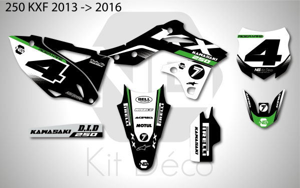kit déco kawasaki 250 kxf 2013 2014 2015 2016 motcross ng vibes mx decals stickers graphics autocollant adhesifs_Plan de travail 1