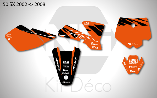 kit déco 50 sx 2002 2003 2004 2005 2006 2007 2008 ktm motocross ng halfback motocross mx decals stickers graphics autocollant adhesifs_Plan de travail 1