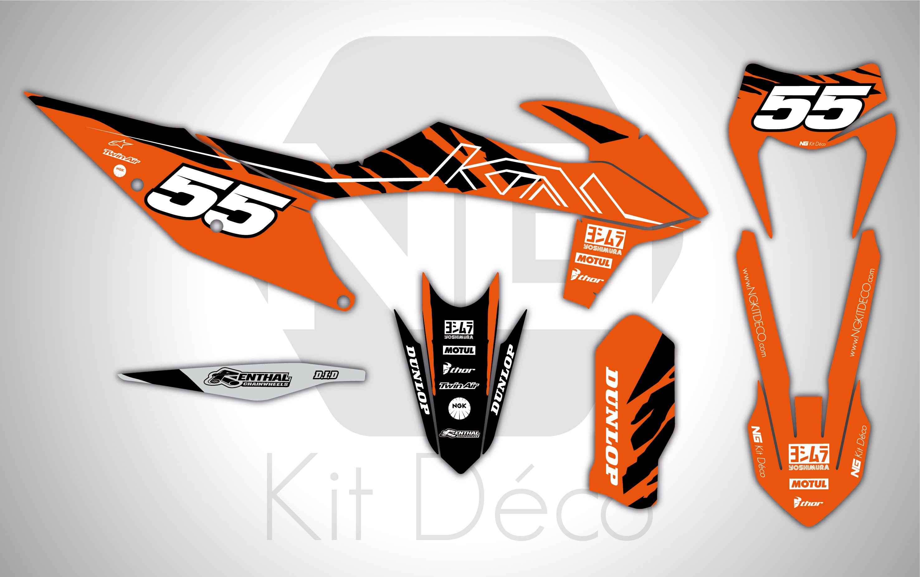 kit déco ktm exc excf tpi xcw 125 250 350 300 450 enduro ng halfback séries 2023 decals stickers graphics autocollant_Plan de travail 1
