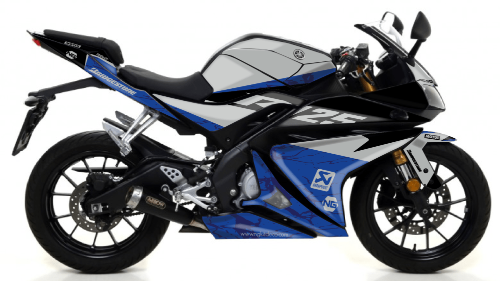 kit déco yamaha r125 route ng kit déco marble séries decals stickers graphics autocollant montage bleu_Plan de travail 1