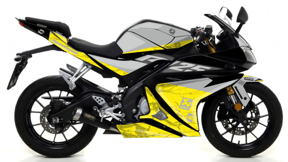 kit déco yamaha r125 route ng kit déco marble séries decals stickers graphics autocollant montage jaune_Plan de travail 1