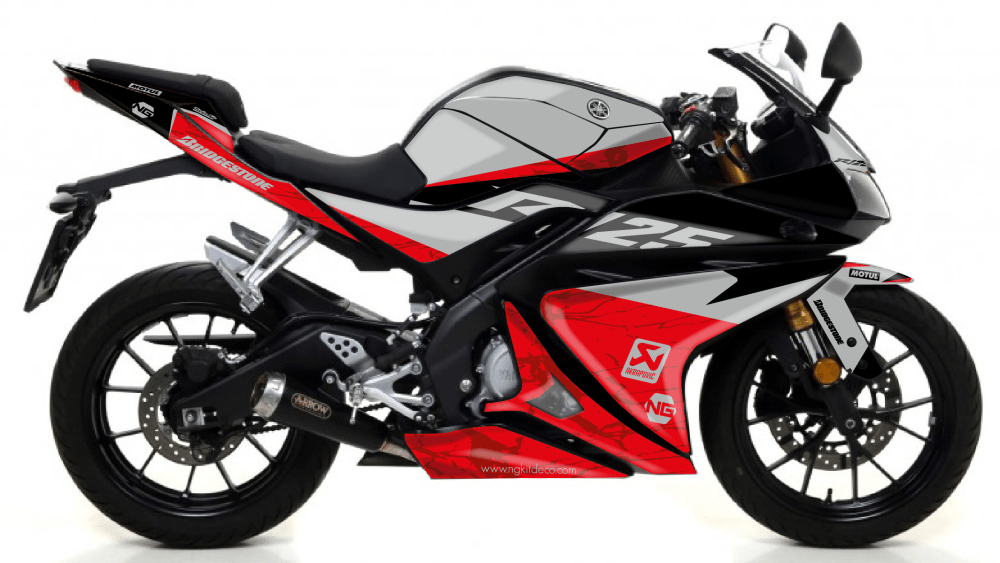 kit déco yamaha r125 route ng kit déco marble séries decals stickers graphics autocollant montage rouge_Plan de travail 1