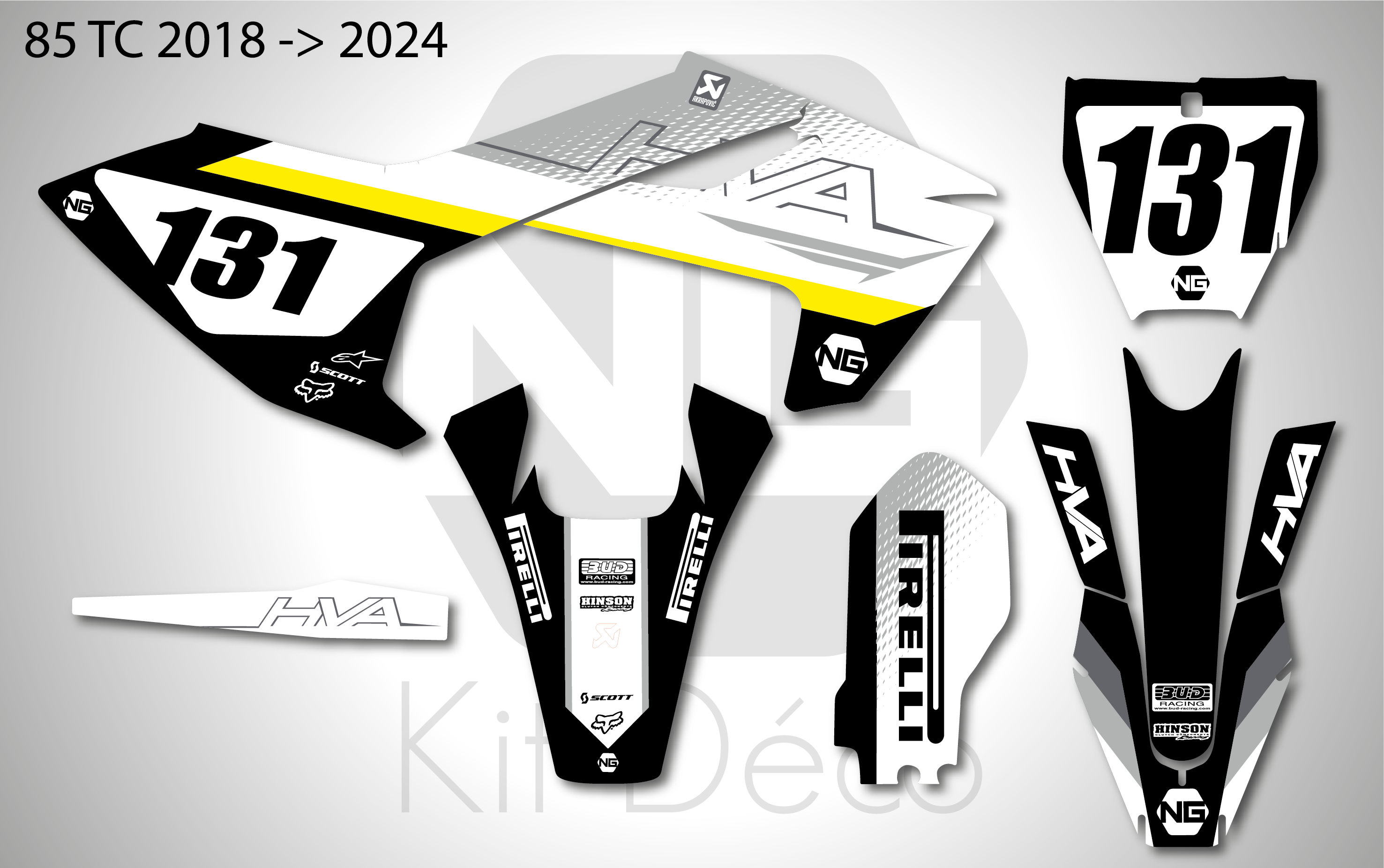 kit déco husqvarna 85 tc 2018 2019 2020 2021 2022 2023 2024 ng motocross start series 2 mx decals stickers graphics autocollant adhesifs_Plan de travail 1