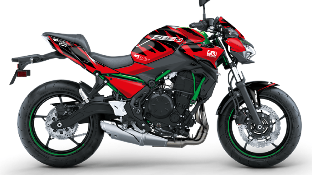 Kit déco kawasaki z650 z-650 moto 2020 2021 2022 2023 ng halfback rouge decals stickers graphics autocollant montage