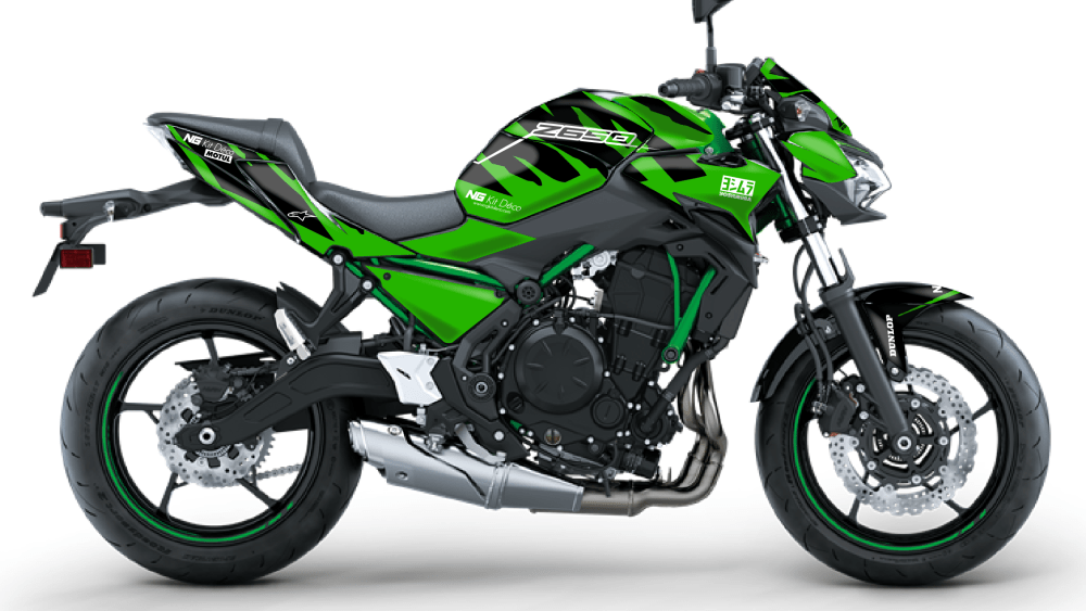 Kit déco kawasaki z650 z-650 moto 2020 2021 2022 2023 ng halfback vert decals stickers graphics autocollant montage