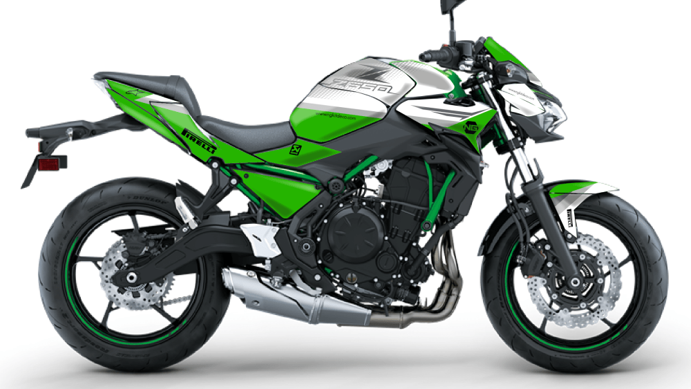 kit déco kawasaki z650 z-650 moto 2017 2018 2019 2020 2021 2022 2023 ng strat 2 décals stickers graphics autocollant montage
