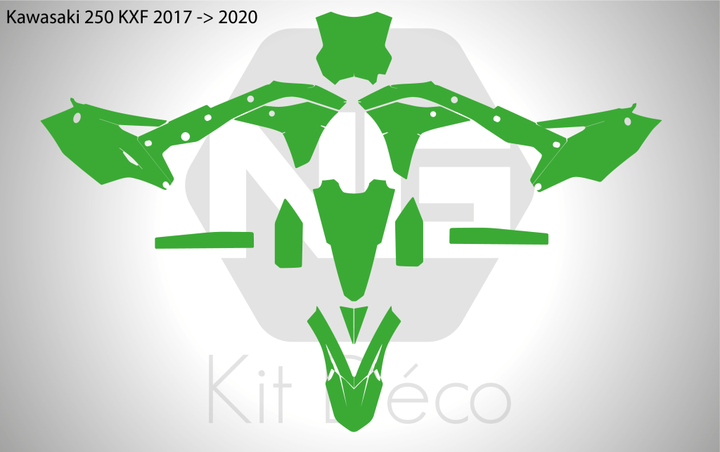 FULL KIT PLÁSTICO UFO KAWASAKI KXF 250 09/12 RÉPLICA 10-11