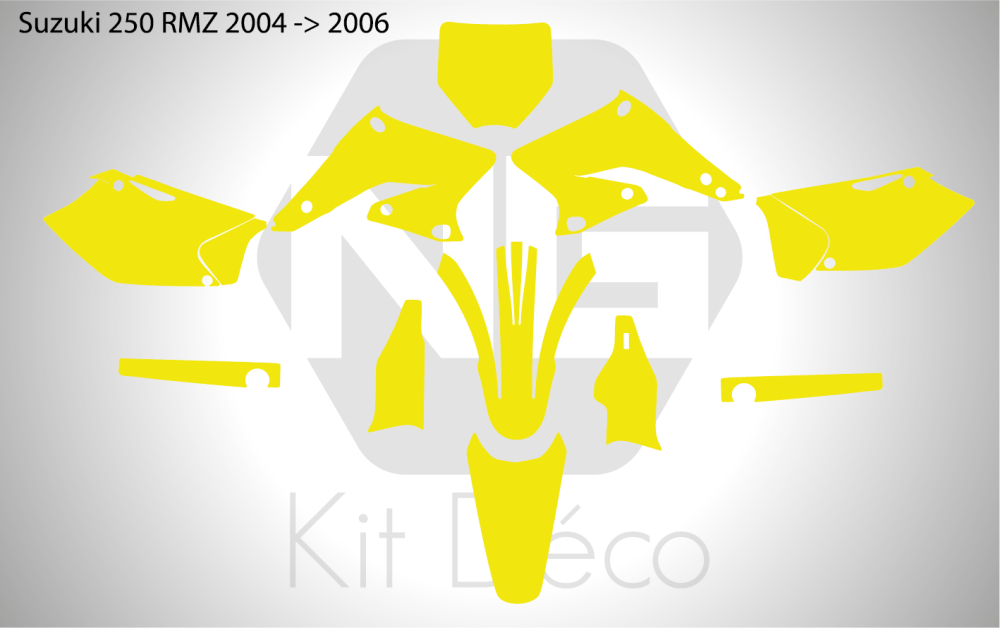 Gabarit / Template SUZUKI 250 RMZ 2004 -> 2006 - NG kit déco