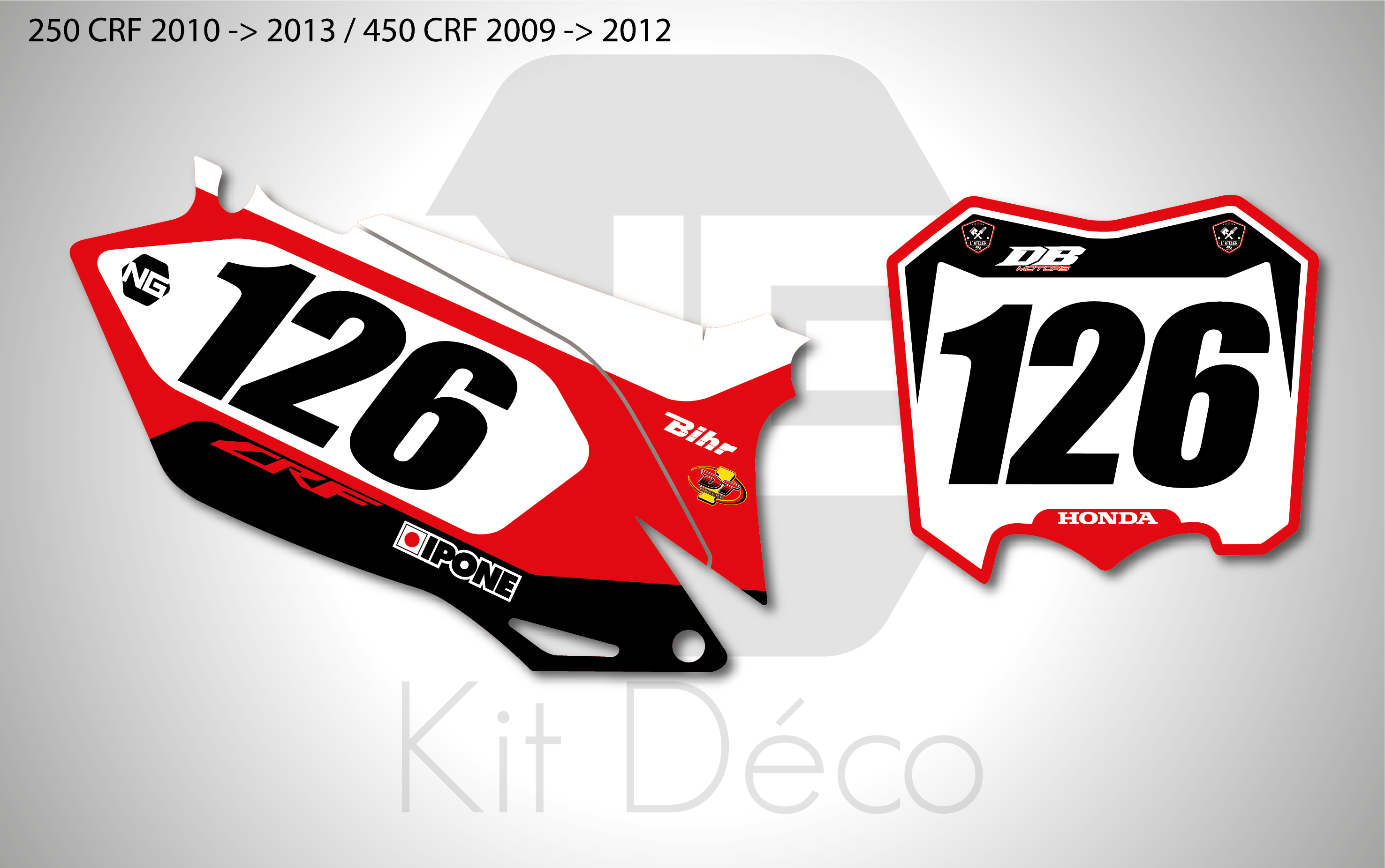 kit déco fond de plaques numéros 250 450 crf 2009 2010 2011 2012 2013 honda ng motocross db motors 2023 mx decals stickers graphics autocollant adhesifs_Plan de travail 1