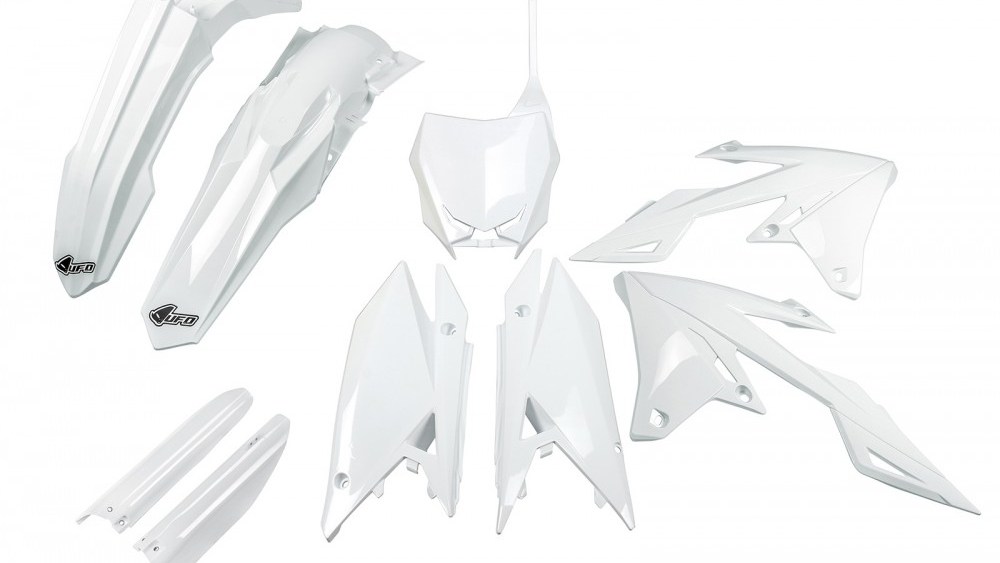 full kit plastique ufo suzuki 250 450 rmz 2018 2019 2020 2021 2022 2023 blanc kit plast