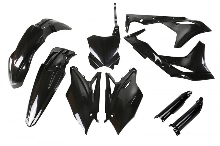 Kit Plastique UFO Noir Complet Pour Kawasaki KXF 450 2009-2011 - Protection Robuste Et Design Racing