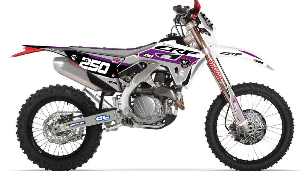 kit déco 250 300 400 450 crf rx 2021 2022 2023 2024 honda enduro ng l'atelier purple decals stickers graphics autocollant adhesifs montage_Plan de travail 1