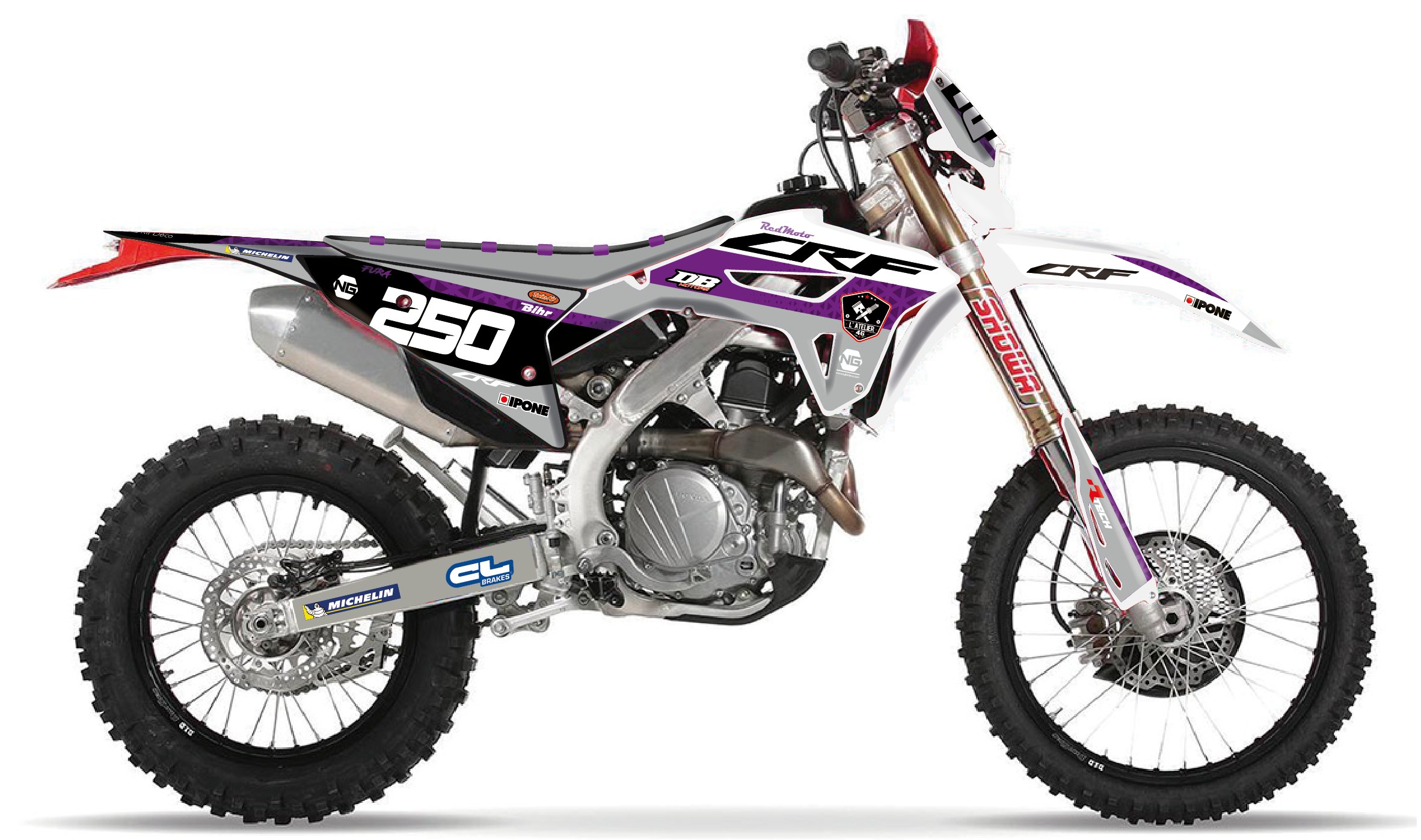 kit déco 250 300 400 450 crf rx 2021 2022 2023 2024 honda enduro ng l'atelier purple decals stickers graphics autocollant adhesifs montage_Plan de travail 1