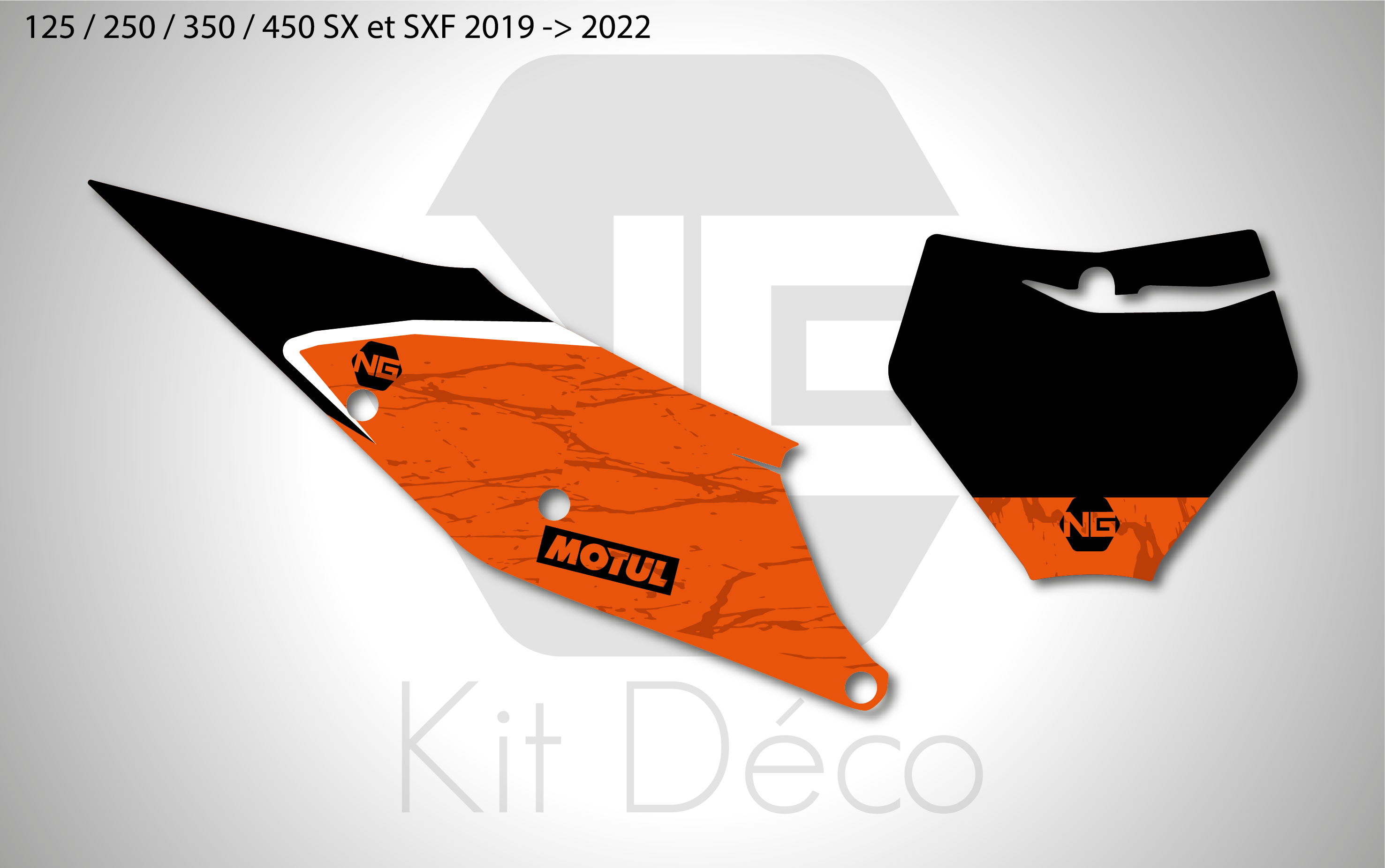 kit déco fond de plaque numéro 125 250 350 450 sx sxf 2019 2020 2021 2022 ktm ng motocross marble 2 mx decals stickers graphics autocollant adhesifs_Plan de travail 1