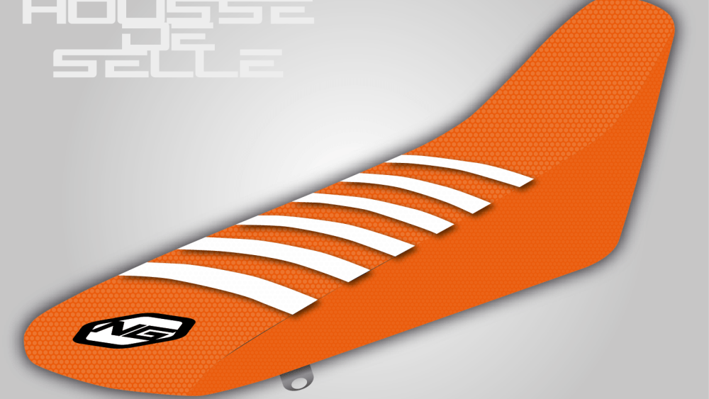 housse de selle ktm sx sxf exc excf tpi 50 65 85 125 250 300 350 450 500 orange blanche ng seat cover-01