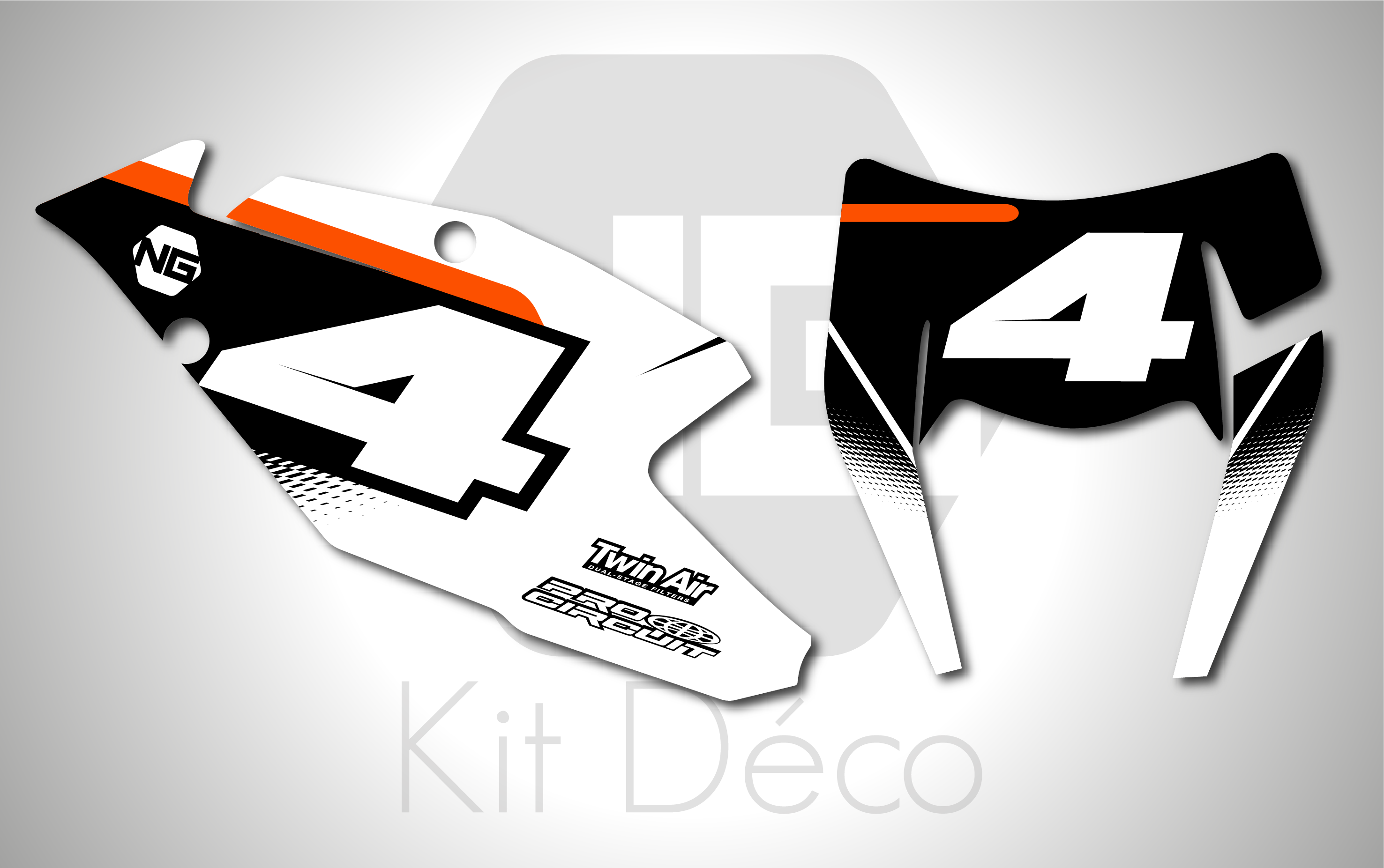 kit déco fond de plaques numéros ktm 125 250 300 350 450 500 exc excf tpi xcw 2017 2018 2019 enduro ng vibes 2 series decals stickers graphics autocollant adhesifs