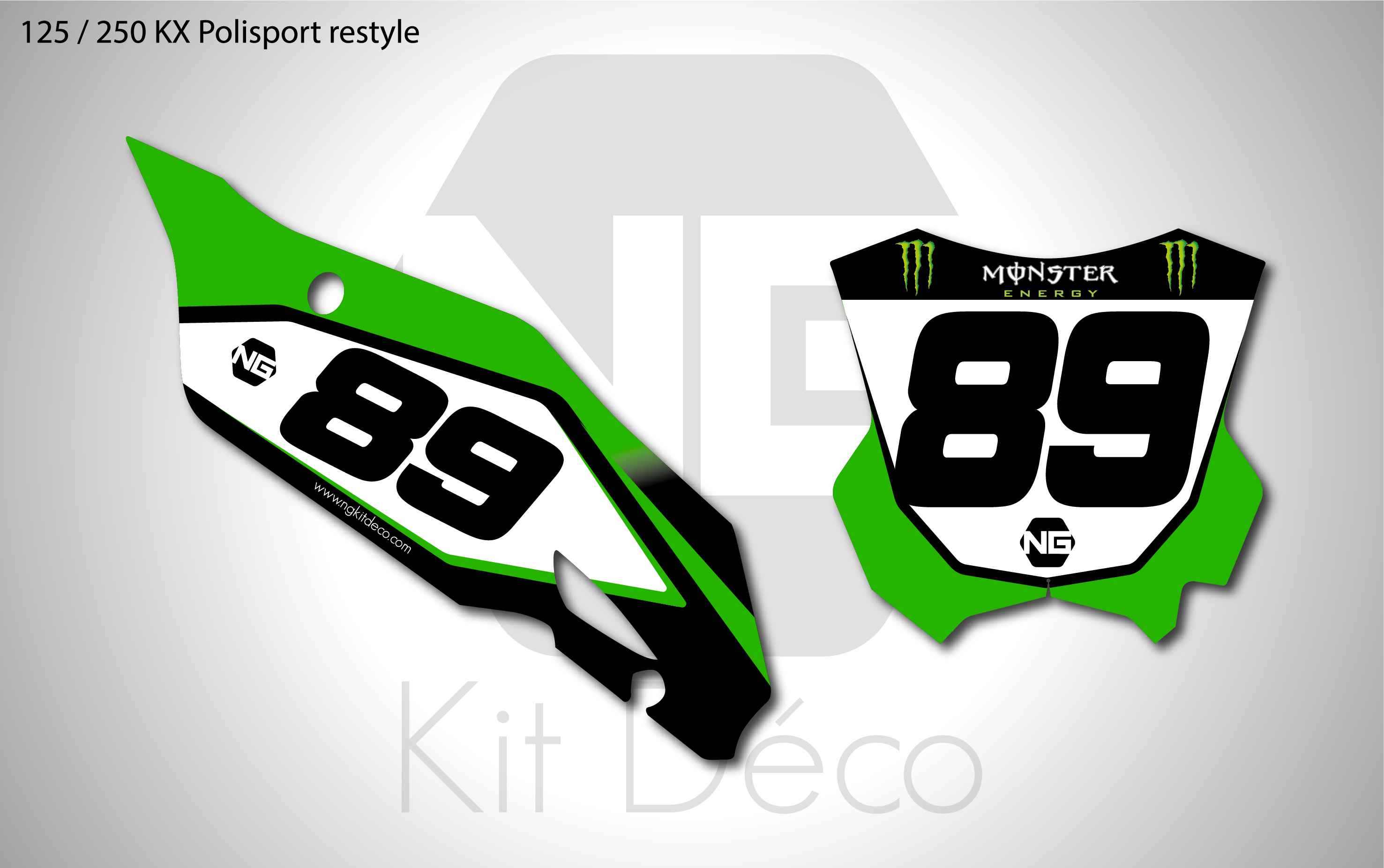 kit déco fond de plaques numéros 125 250 kx 2003 2004 2005 2006 2007 2008 polisport restyle mx ng drag séries decals stickers graphics autocollant adhesifs_Plan de travail 1