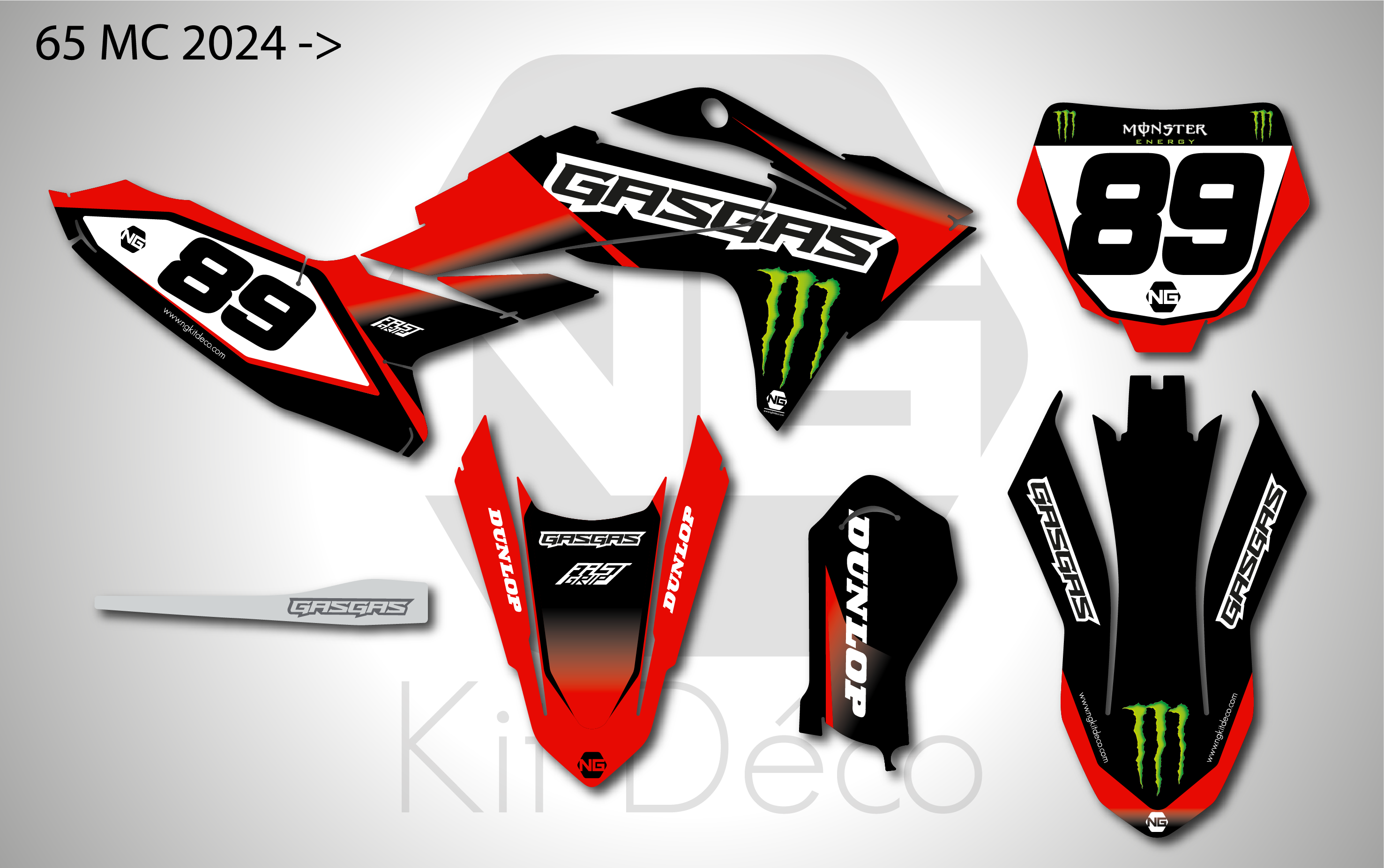 kit déco gasgas 65 mc 2024 2025 2026 2027 motocross ng drag series mx decals stickers graphics autocollant adhesifs
