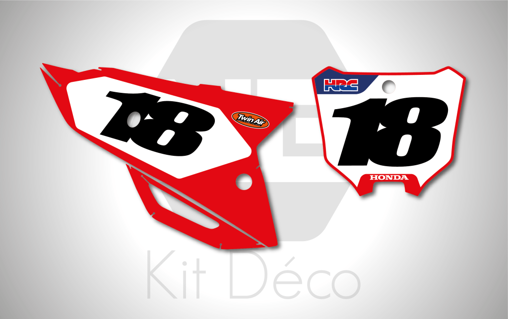 kit déco plaques numéros 250 450 crf 2021 2022 2023 2024 honda motocross ng team factory 2024 mx decals stickers graphcis autocollant adhesifs montage_Plan de travail 1