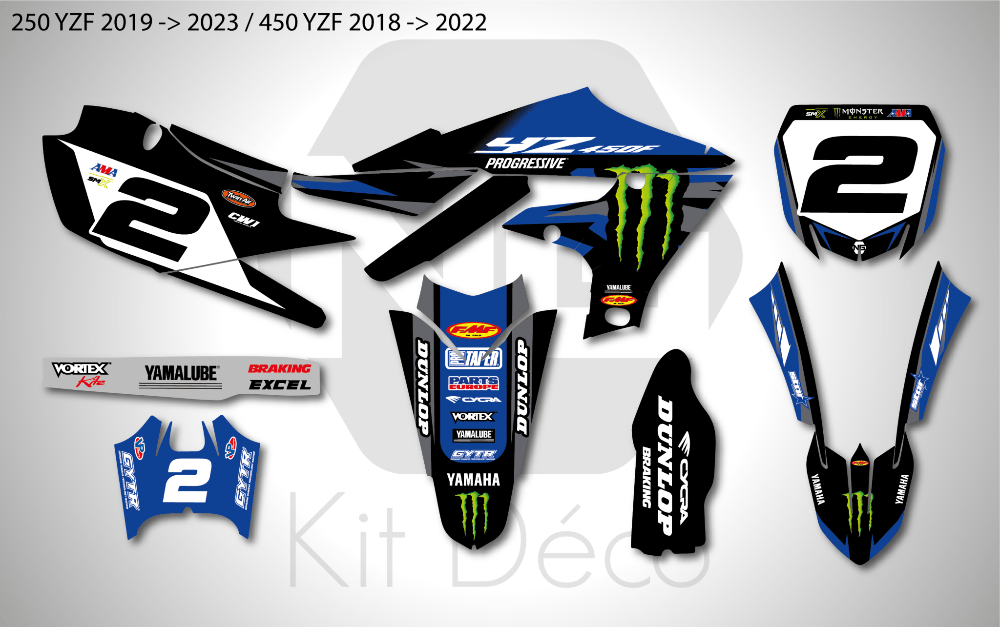 Kit Déco Motocross Yamaha PW80 Eraser Bleu (2013) - Stickers Et Protections Complètes Pour Custom Ta Moto - 6