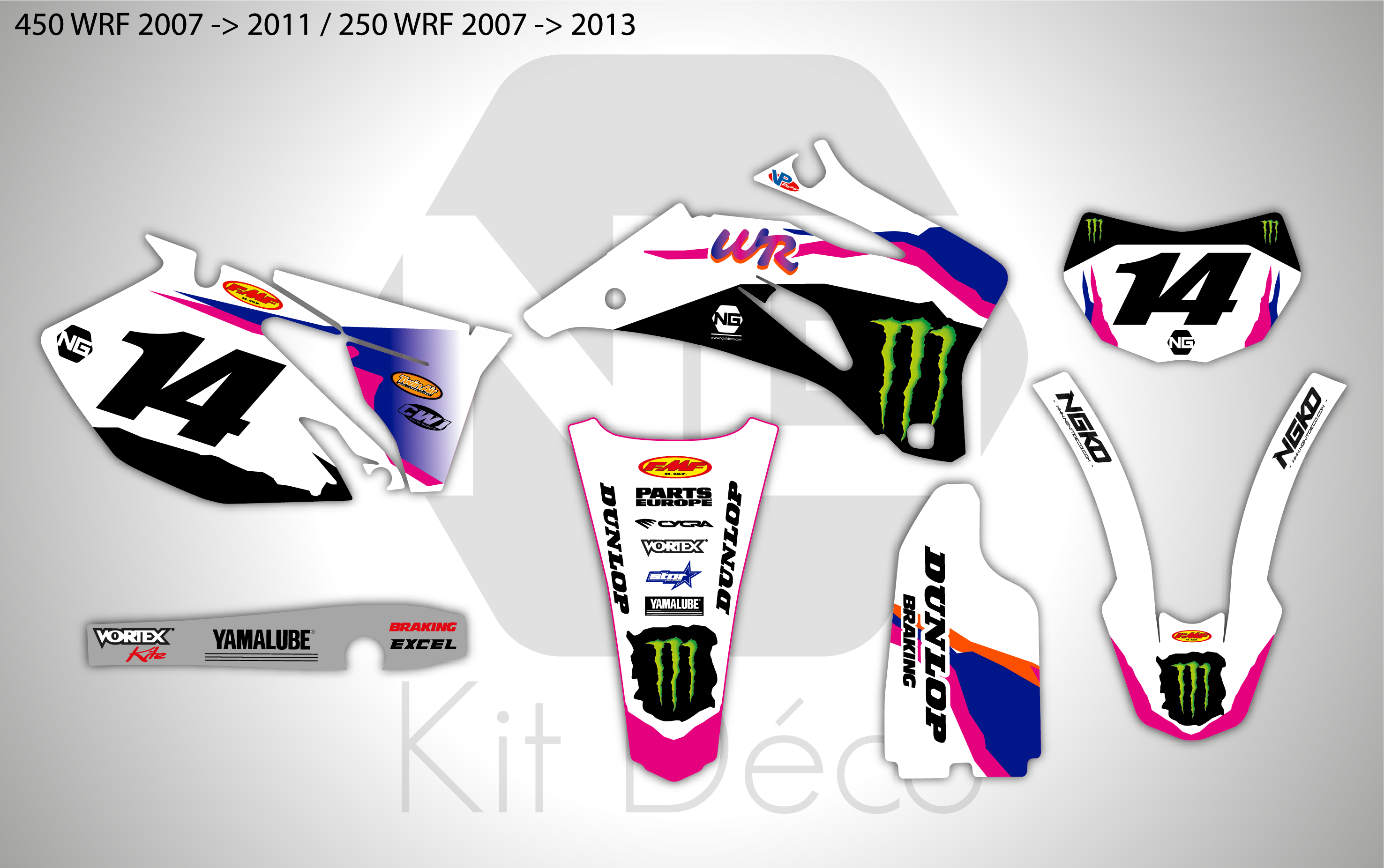 kit déco 250 450 wrf 2007 2008 2009 2010 2011 2012 2013 yamaha enduro ng 50 th anniversaire decals stickers graphics autocollant adhesifs