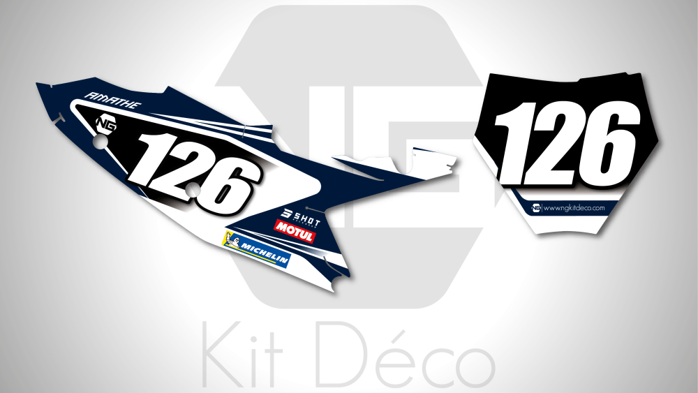 kit déco fond de plaques numéros 125 250 350 450 sx sxf 2023 2024 ktm motocross ng decals dafy enduro team 2024 white édition mx stickers graphics autocollant adhesifs_Plan de travail 1