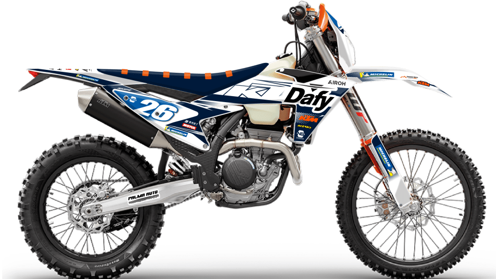 kit déco ktm 125 250 300 350 450 500 exc excf tpi xcw 2024 2025 enduro ng dafy team 2024 white edition decals stickers graphics autocollant adhesifs visuel_Plan de travail 1