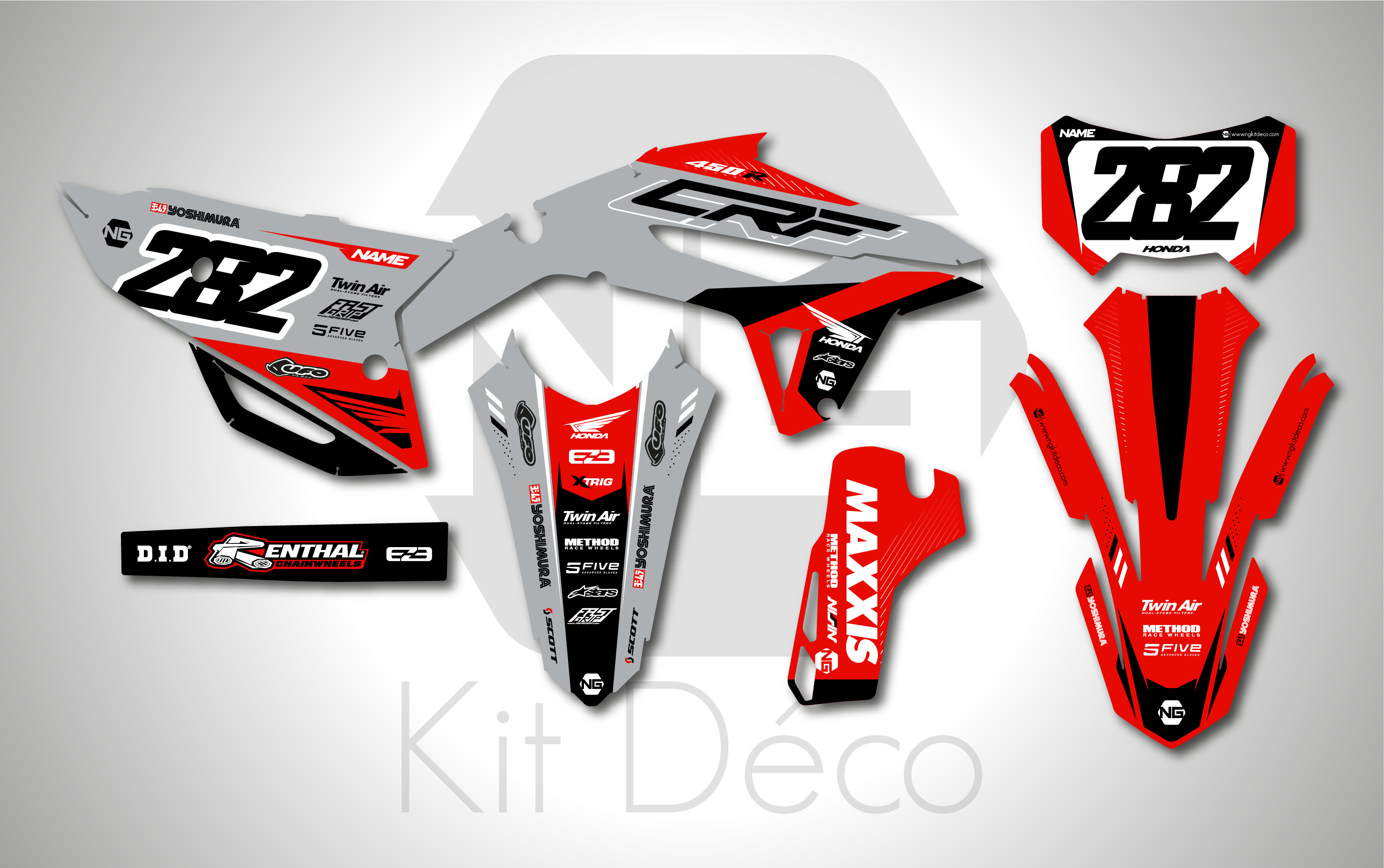 kit déco 250 300 400 450 crf rx 2021 2022 2023 2024 honda enduro ng bionic series decals stickers graphics autocollant adhesifs_Plan de travail 1