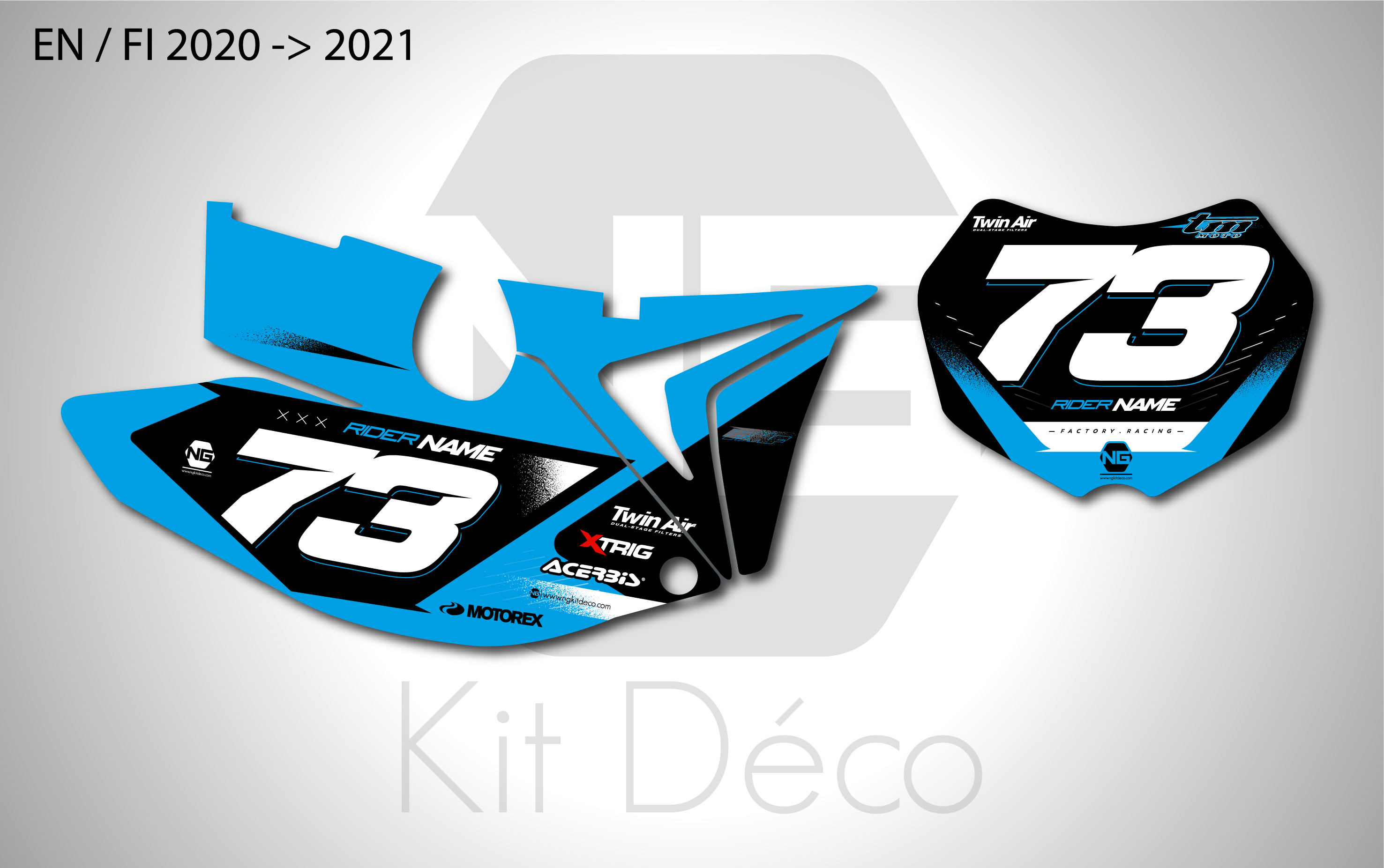 kit déco fond de plaques numéros tm racing smx en fi 125 250 300 350 450 500 2015 2016 2017 2018 2019 2020 2021 enduro ng alba series decals stickers graphics autocollant adhesifs