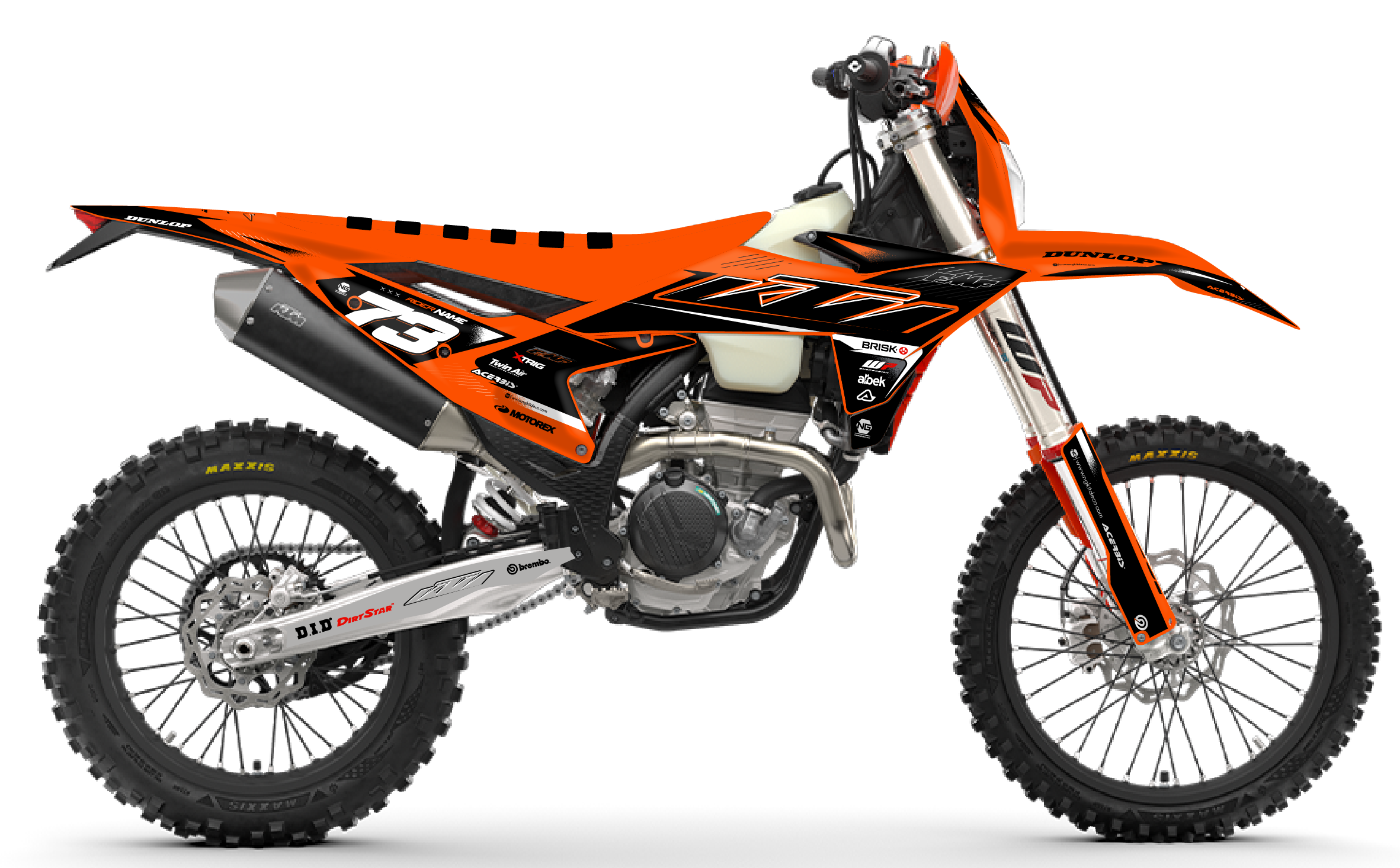 kit déco ktm 125 250 300 350 450 500 exc excf tpi xcw 2026 2027 enduro ng alba series decals stickers graphics autocollant adhesifs visuel