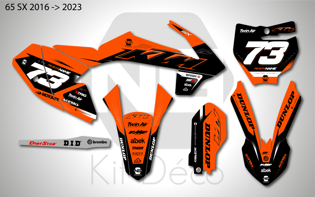 Kit déco fond de plaque numéro KTM SX / SXF BP 23 50 65 85 125 250 350 450