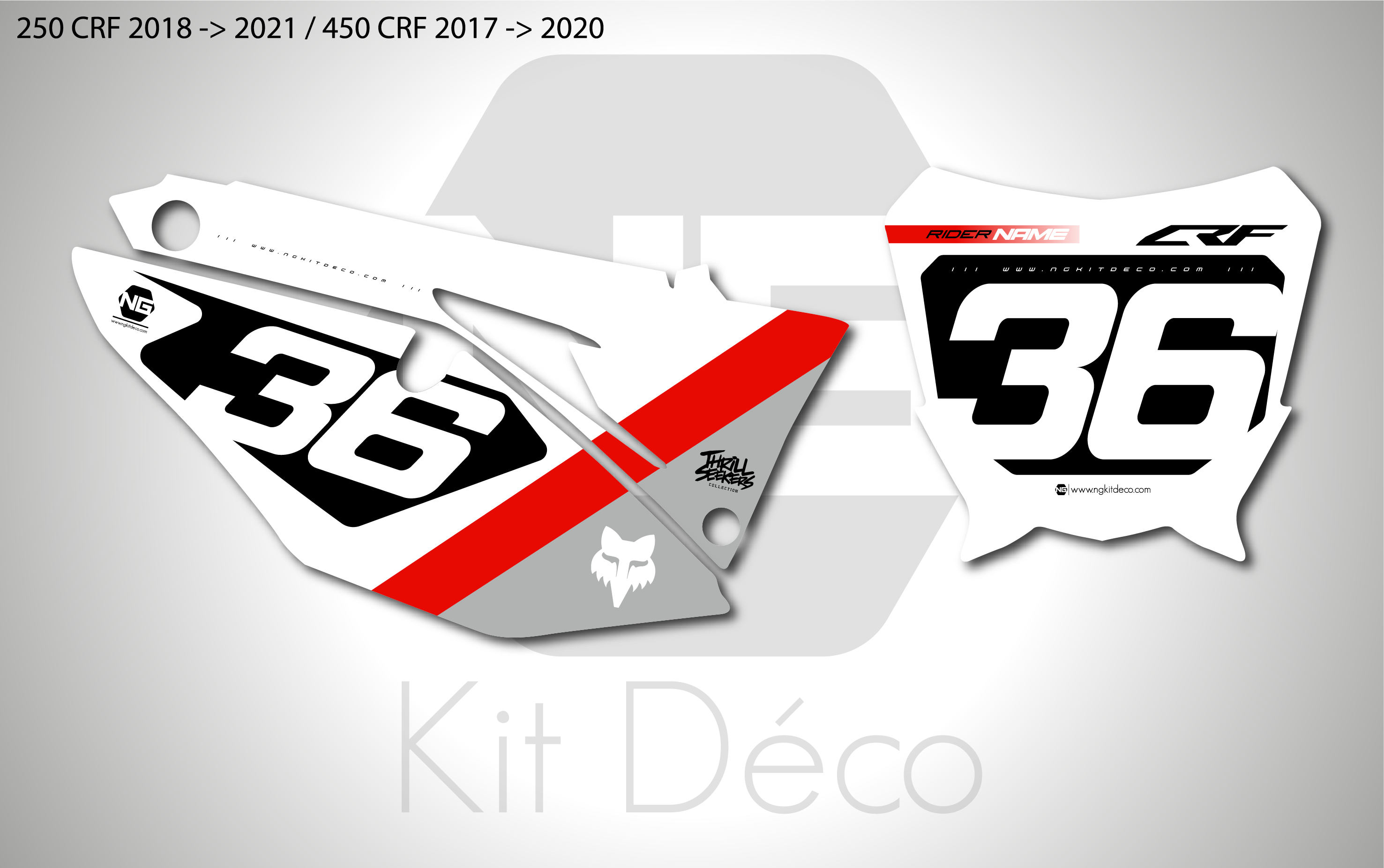 kit déco fond de plaques numéros 250 450 crf honda 2017 2018 2019 2020 2021 motocross ng daytona series mx decals stickers graphics autocollant adhesifs
