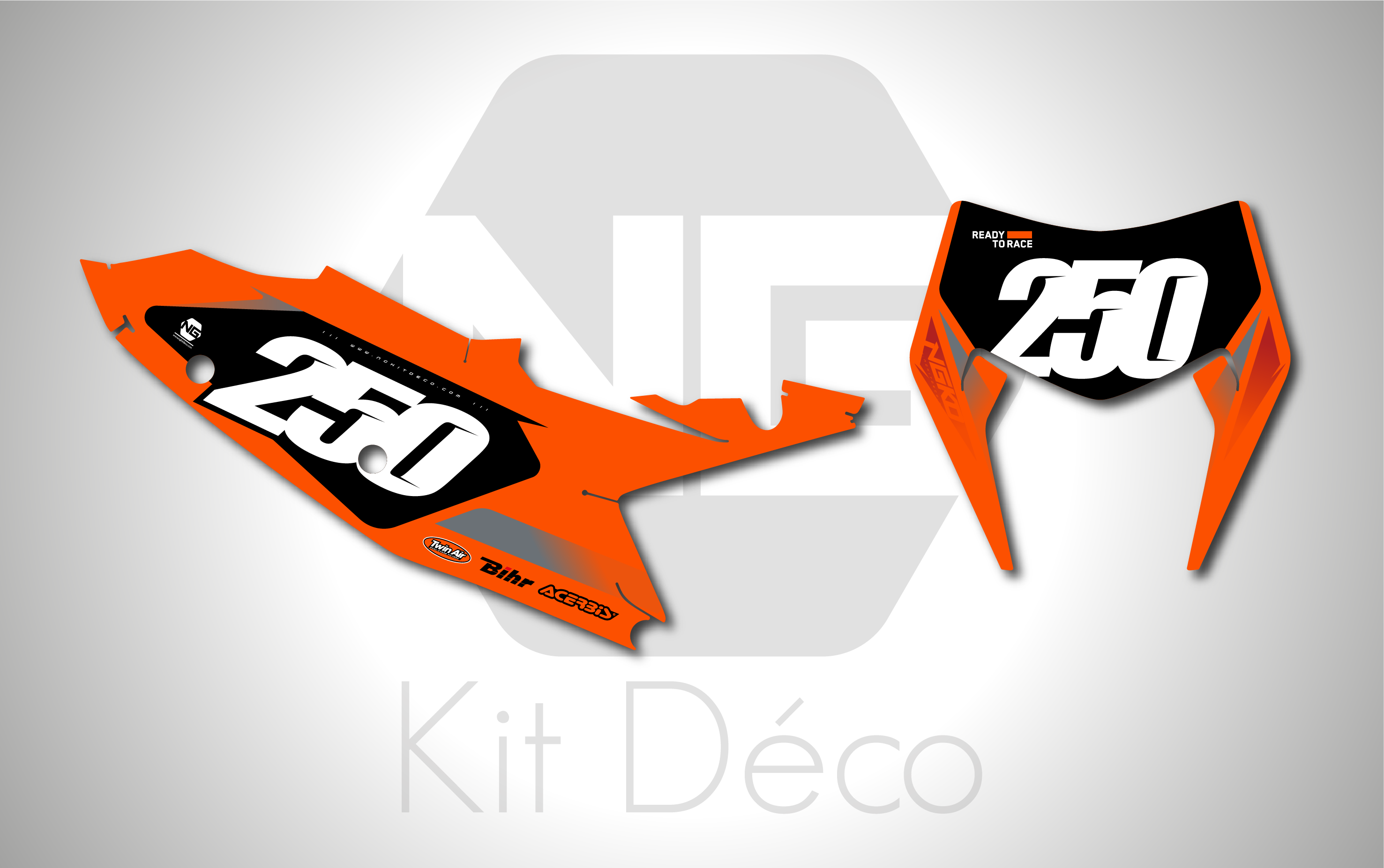 kit déco fond de plaques numéros ktm 125 250 300 350 450 500 exc excf tpi xcw 2024 2025 enduro ng origine 2025 decals stickers graphics autocollant adhesifs_Plan de travail 1