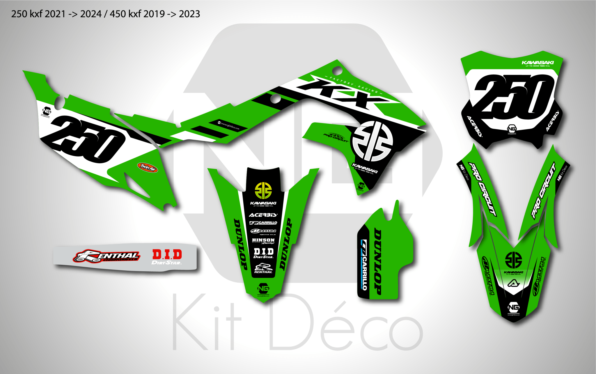Kit déco Kawasaki KX / KLX / KXF ORIGINALITY 2025 60 65 80 85 110 125 ...