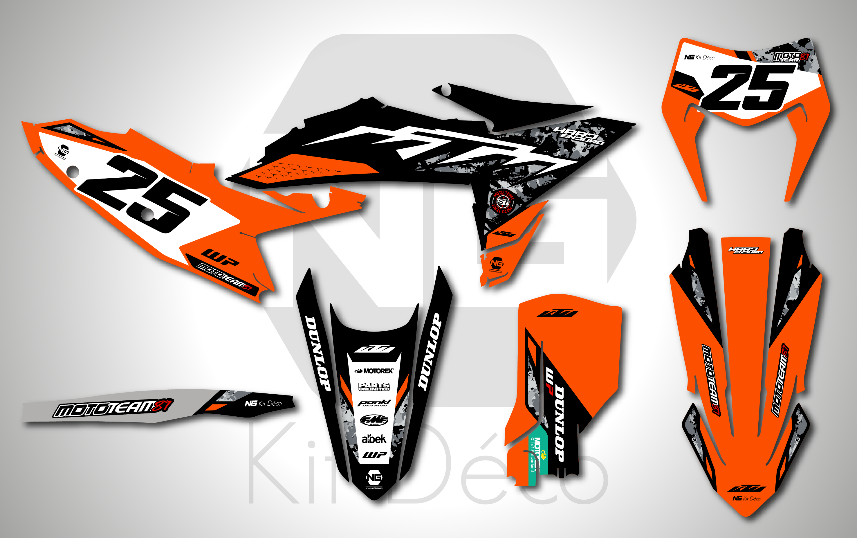 kit déco ktm 125 250 300 350 450 500 exc excf tpi xcw 2026 2027 enduro ng mt81 hard enduro 2025 decals stickers graphics autocollant adhesifs
