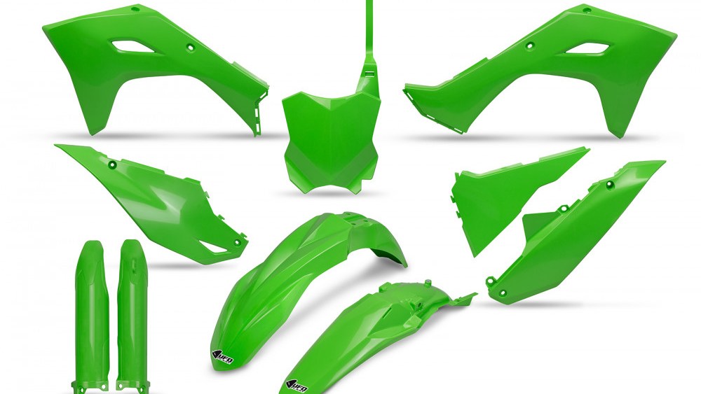 kit plastique ufo complet 250 450 kxf 2024 2025 kawasaki vert