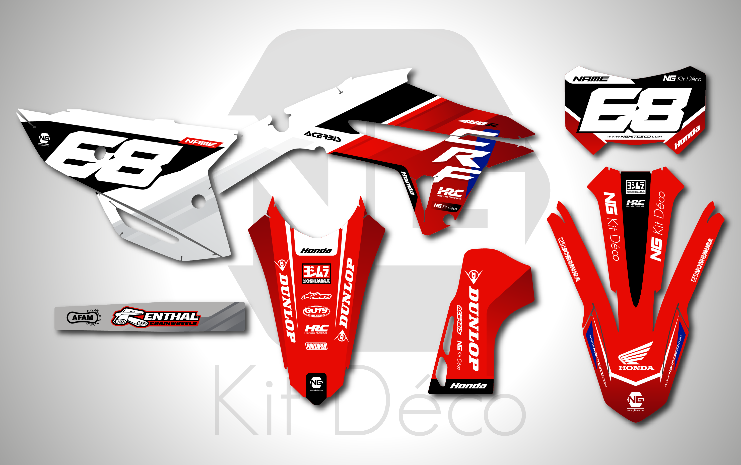 kit déco 250 300 400 450 crf rx 2021 2022 2023 2024 2025 honda enduro ng anaheim series decals stickers graphics autocollant adhesifs_Plan de travail 1