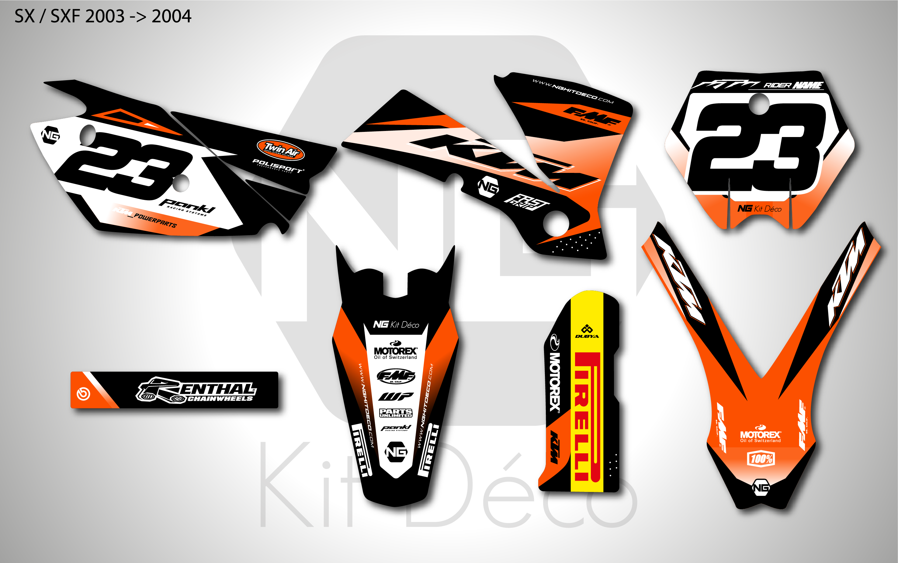 kit déco ktm sx sxf 125 250 350 450 2003 2004 motocross ng cita series mx decals stickers graphics autocollant adhesifs
